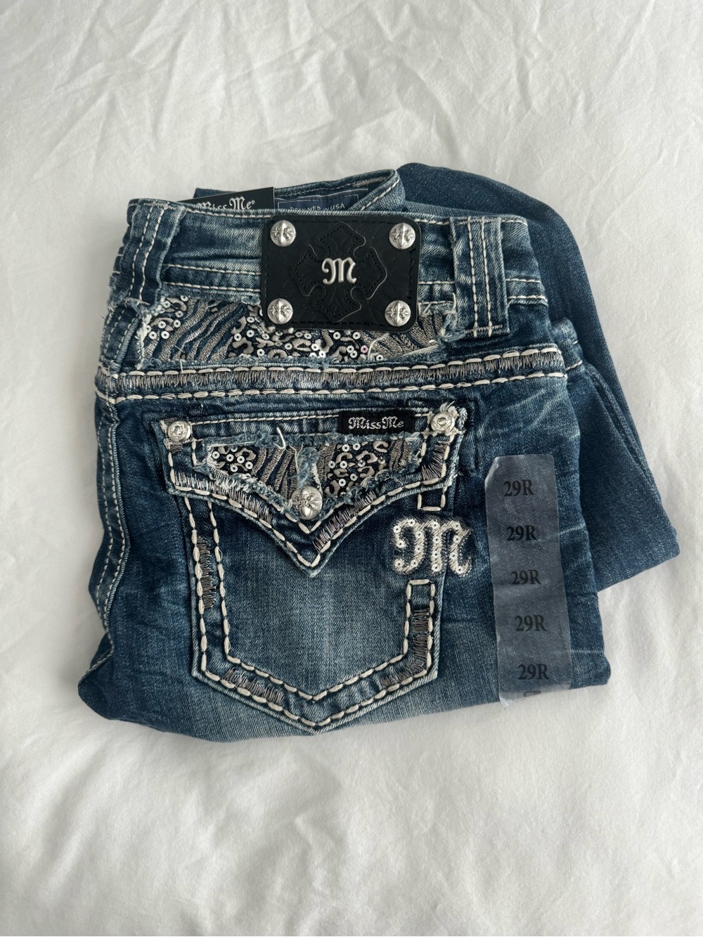 Miss Me Dark Blue Sequin Embellished Bootcut Jeans